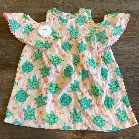 Mudpie Dress Muslin Gauzy Cotton Summer Spring Turtles Beach Vacation Hawaii New - Picture 1 of 10